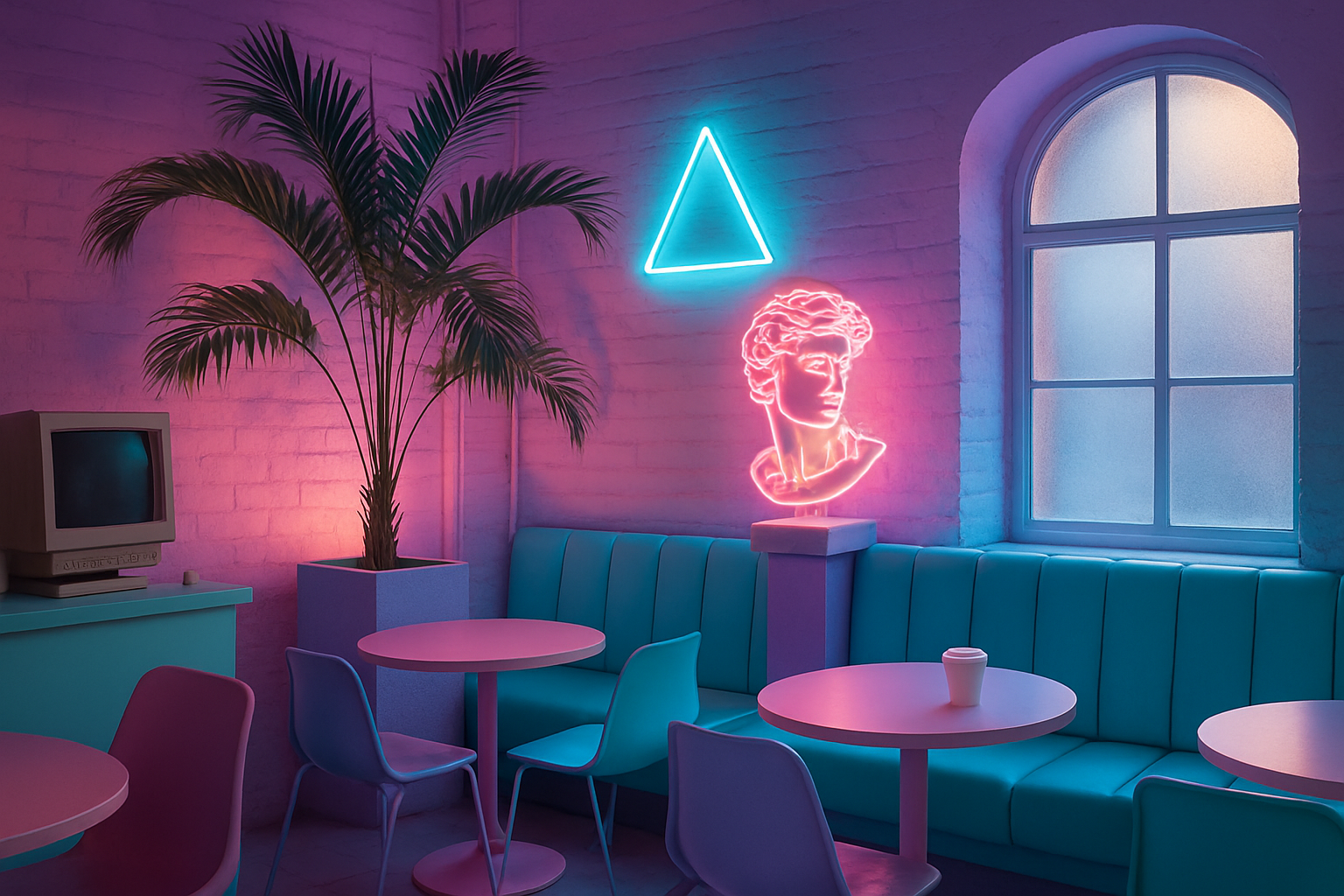 The Vaporwave Cafe Aesthetic Explained: Palette, Props, and Neon