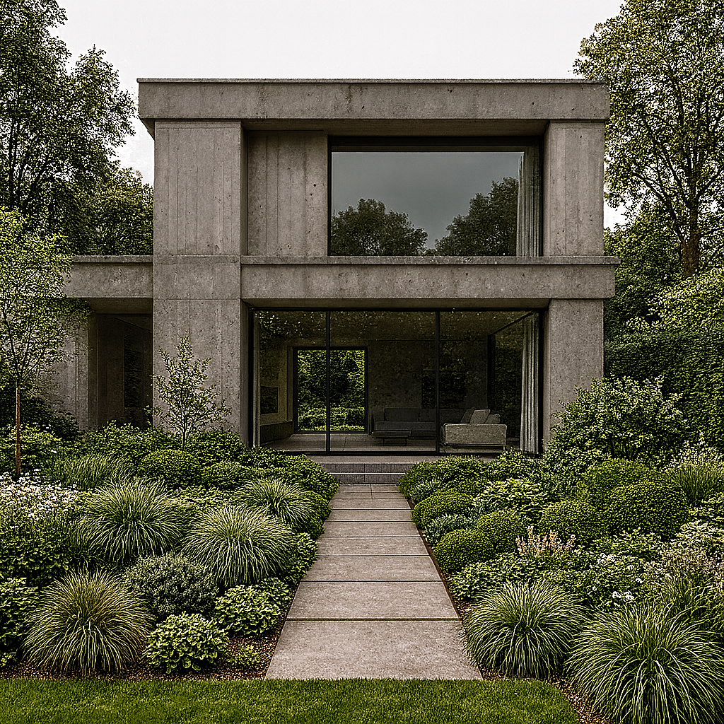 Same home restyled as Brutalism