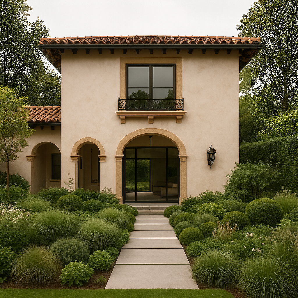 Same home restyled as Mediterranean Revival